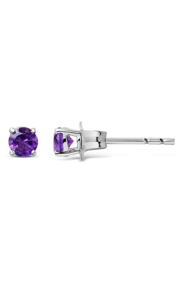 Haus of Brilliance .925 Sterling Silver 3.5 MM Created Birthstone Solitaire Stud Earrings, Alternate, color, Purple Amethyst