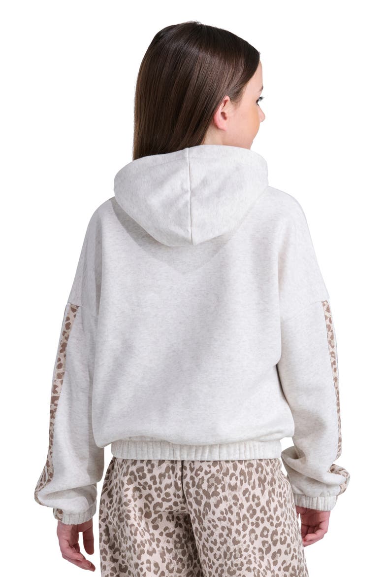 Kids' 3-Stripes Fleece Hoodie, Alternate, color, TAN HEATHER