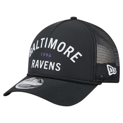Men's New Era  Black Baltimore Ravens Active Minimalist M-Crown A-Frame 9FORTY Adjustable Hat