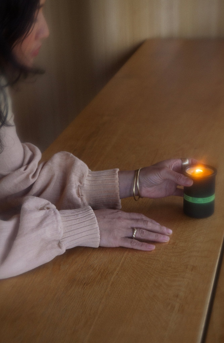 Summer Solace Tallow Evergreen Essence Candle Regenerative Tallow, Alternate, color, Dark Green / Cork