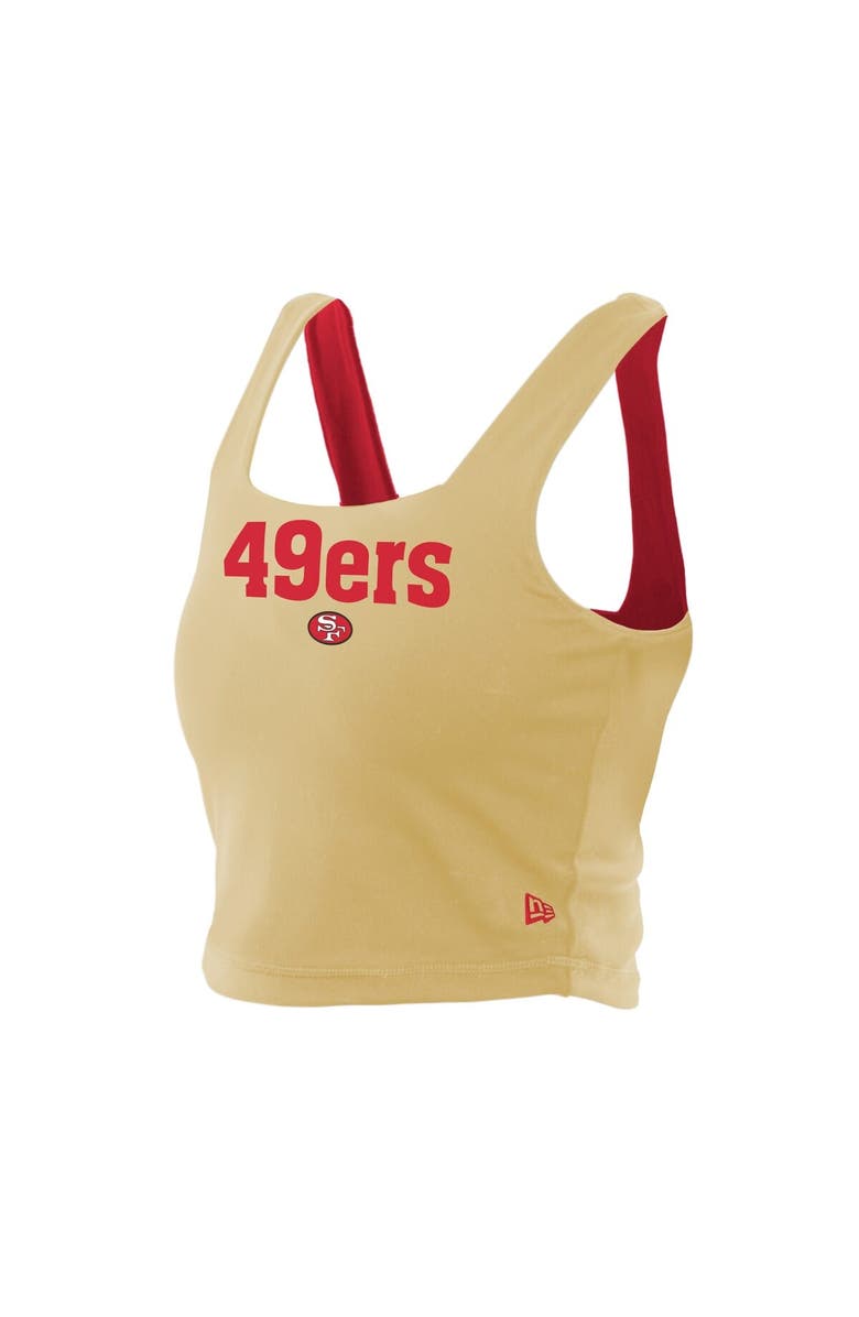 New Era Women's New Era Scarlet/Black San Francisco 49ers Reversible Cropped Sport Classics Tank Top, Alternate, color,