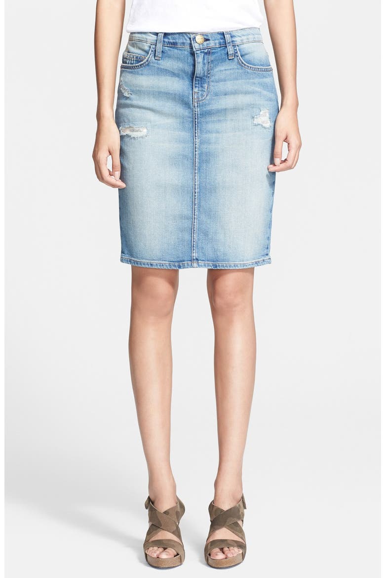 'The Stiletto' Denim Pencil Skirt, Main, color, SUPER LUXE