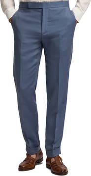 Ralph Lauren Purple Label Gregory Flat Front Silk & Linen Trousers