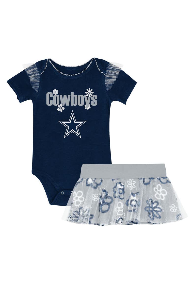 Girls Infant Outerstuff Dallas Cowboys My Team Rocks Bodysuit and Skirt Set, Main, color, Navy