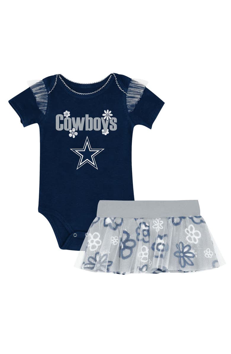 Outerstuff Girls Infant Outerstuff Dallas Cowboys My Team Rocks Bodysuit and Skirt Set, Main, color, Navy