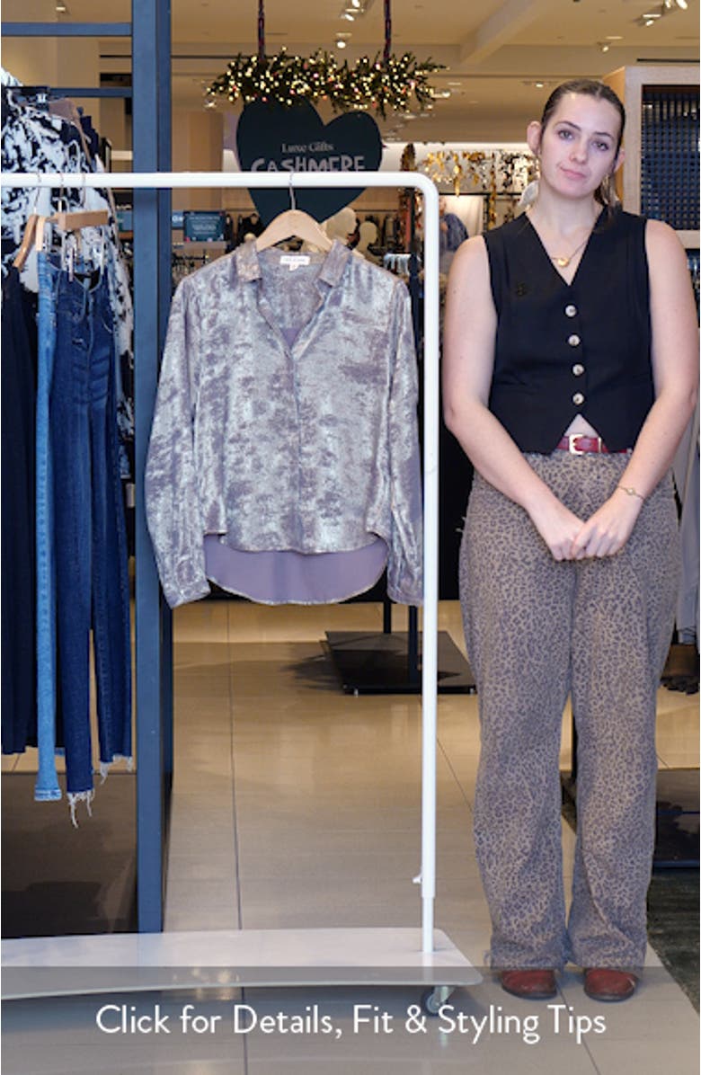 Hidden Placket Velvet Button-Up Blouse, sales video thumbnail