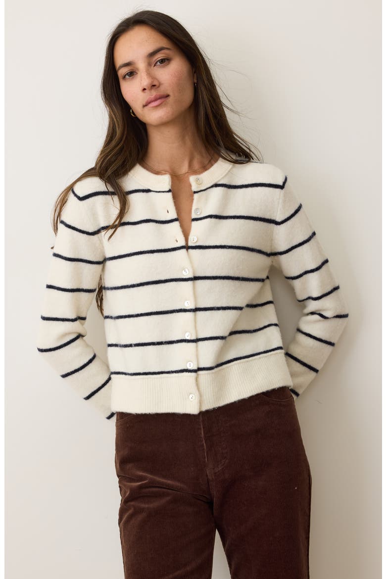Sausalito Stripe Wool Blend Cardigan, Alternate, color, HARBOR STRIPE