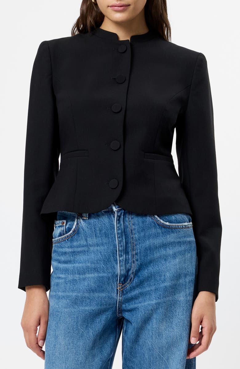 French Connection Azra Slim Fit Crop Twill Jacket, Main, color, Black