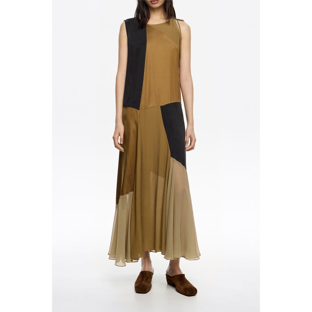 Bimba Y Lola Patchwork Dress In Brown