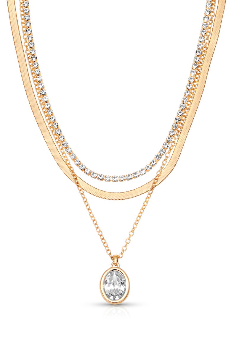 Divine Cubic Zirconia Layered Necklace, Main, color, GOLD