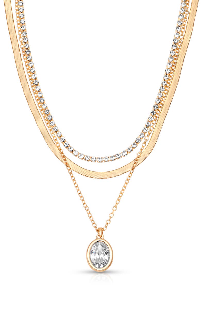 Ettika Divine Cubic Zirconia Layered Necklace, Main, color, Gold