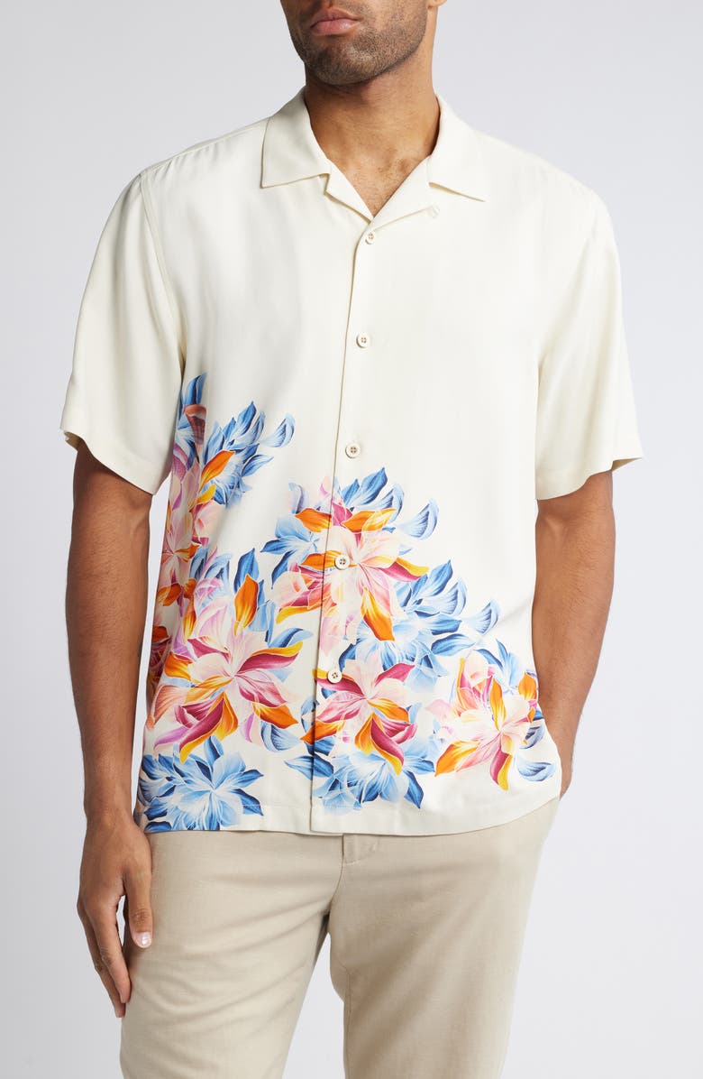 Tommy Bahama Paradise Petals Silk Camp Shirt, Main, color, 