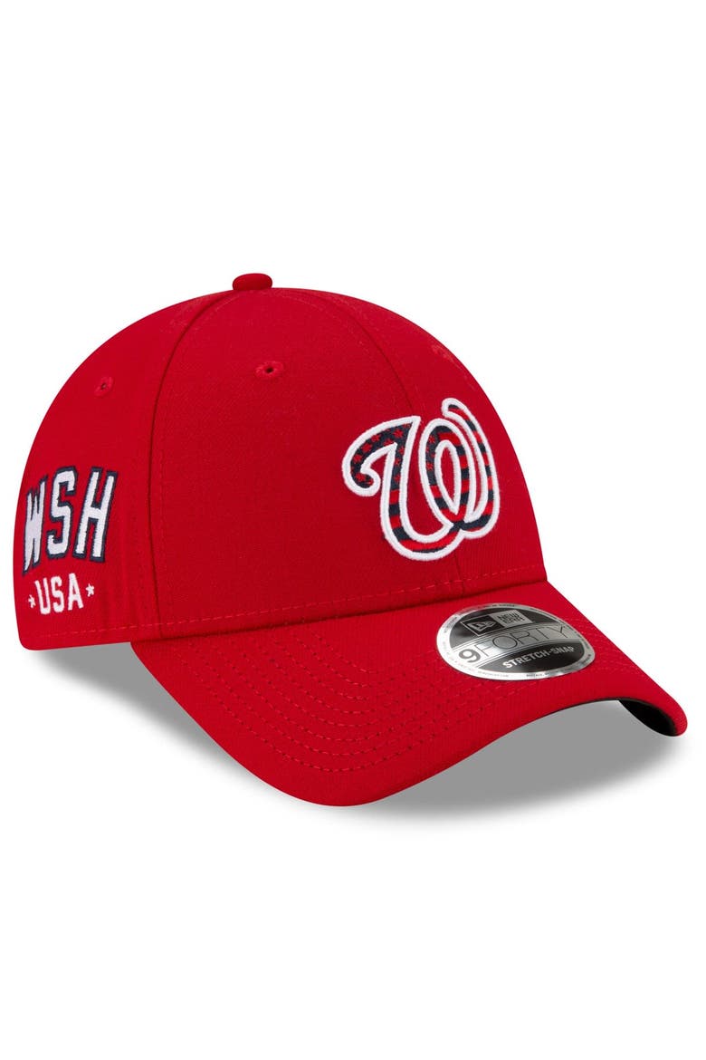 Men's New Era Red Washington Nationals 4th of July 9FORTY Snapback Adjustable Hat, Main, color, Red