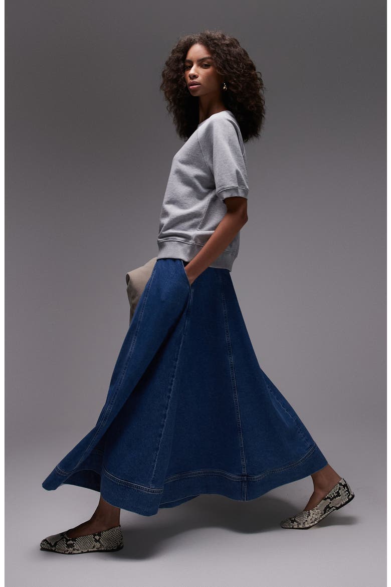 Full Denim Maxi Skirt, Main, color, BLUE