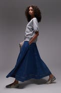 Topshop Full Denim Maxi Skirt