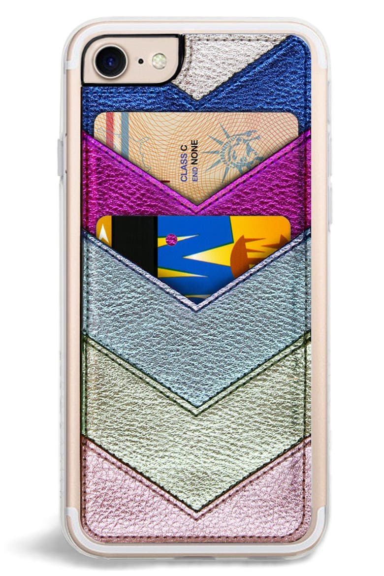 Chevron Faux Leather iPhone 6/6s/7/8 & 6/6s/7/8 Plus Case (Nordstrom Exclusive), Alternate, color, METALLIC MULTI