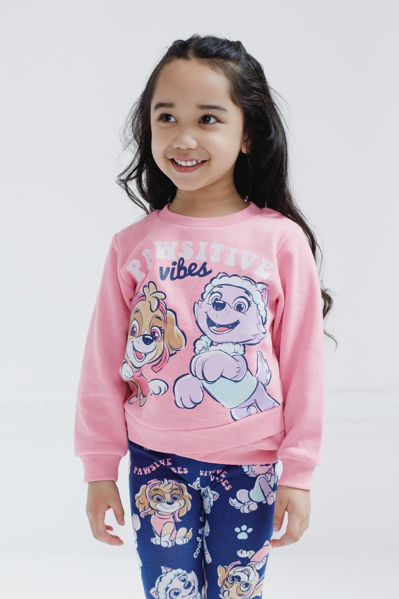 Fleece 2-Piece Sweatshirt and Leggings Set, Alternate, color, Pink Navy Skye Everest
