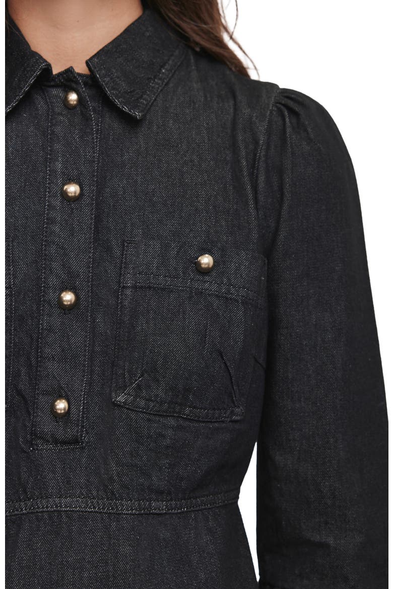 Denim Belted Midi Shirt Dress, Alternate, color, Black