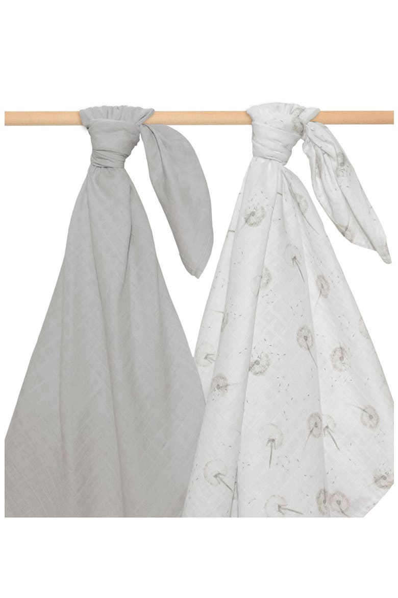 Dandelion 2-Pack Organic Cotton Swaddles, Alternate, color, GREY
