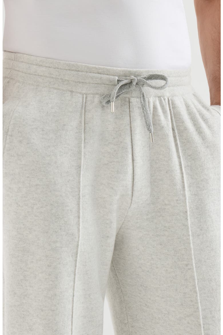 Cashmere double knit trousers with crête detail and elasticated zipper cuffs, Alternate, color, Light Grey