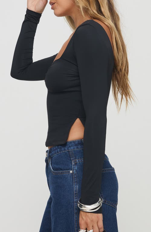 Princess Polly Rehna Side Slit Long Sleeve Top In Black