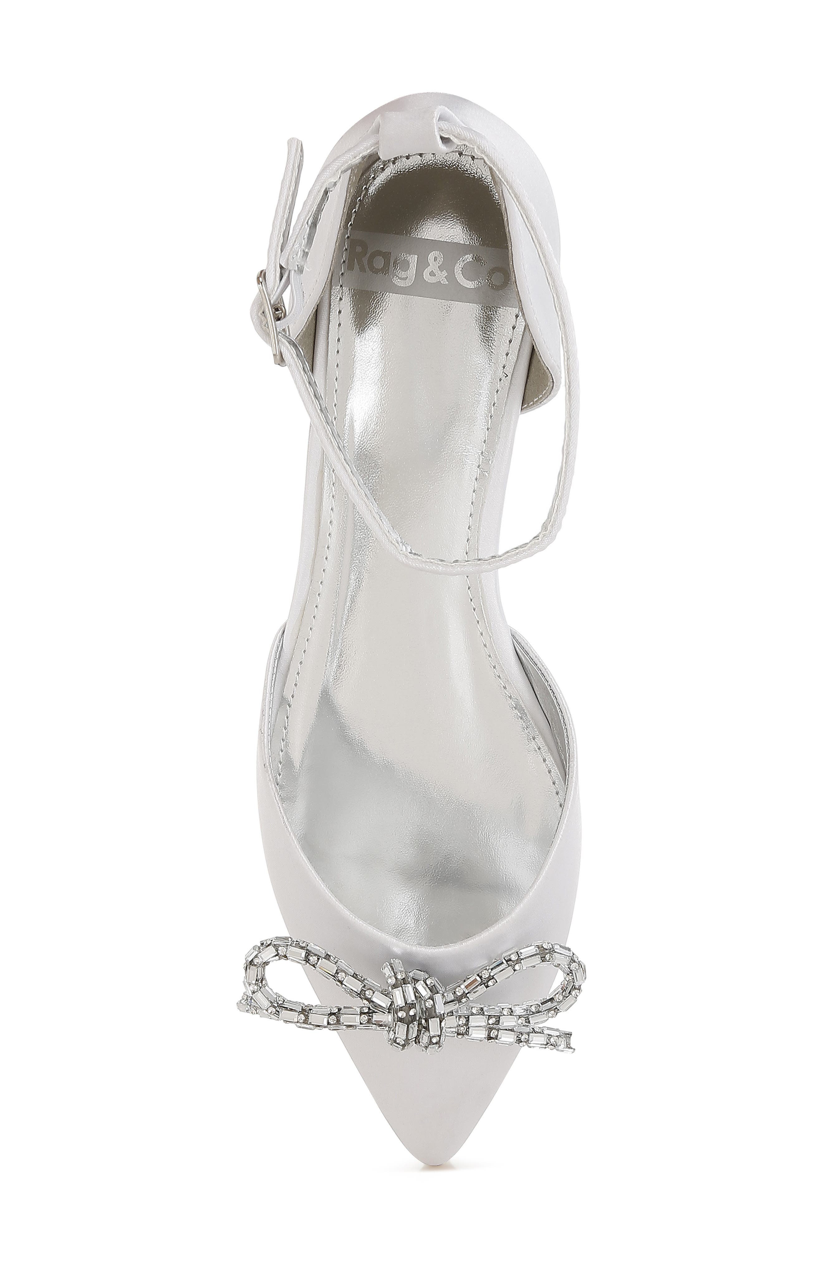 Rag & Co Simina Embellished Ankle Tie Flat, Alternate, color, White