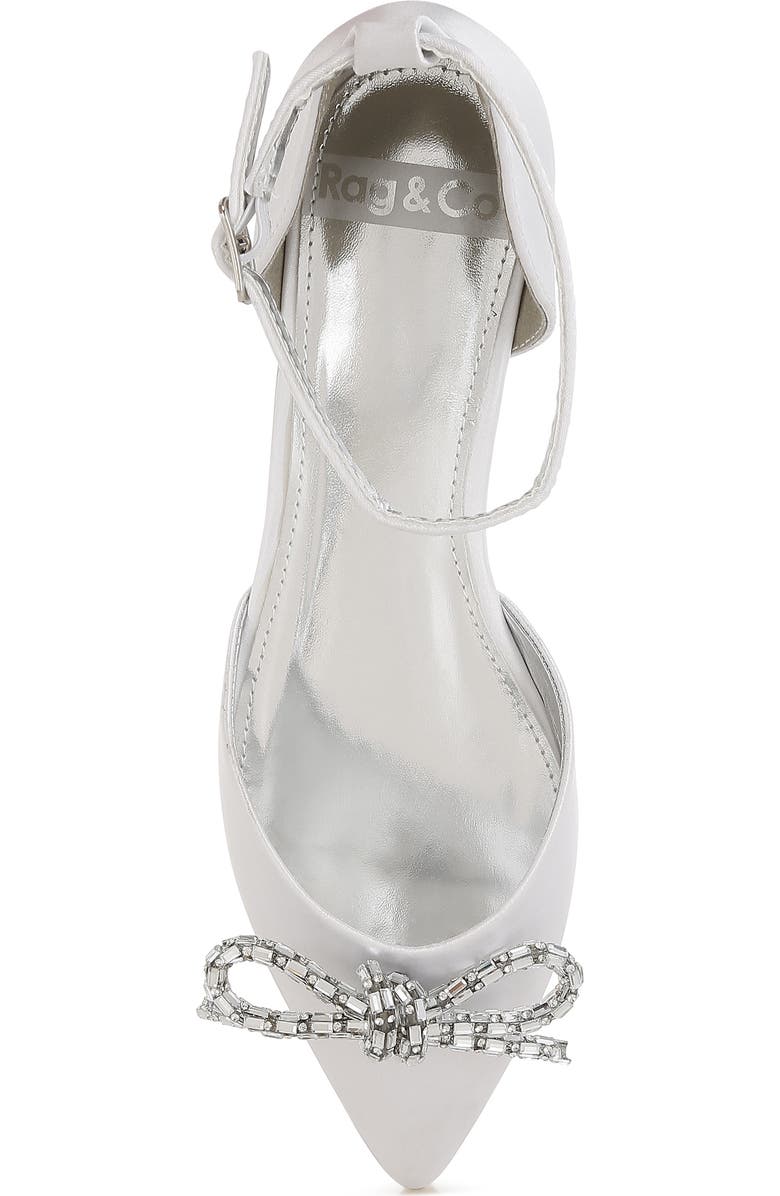 Rag & Co Simina Embellished Ankle Tie Flat, Alternate, color, White