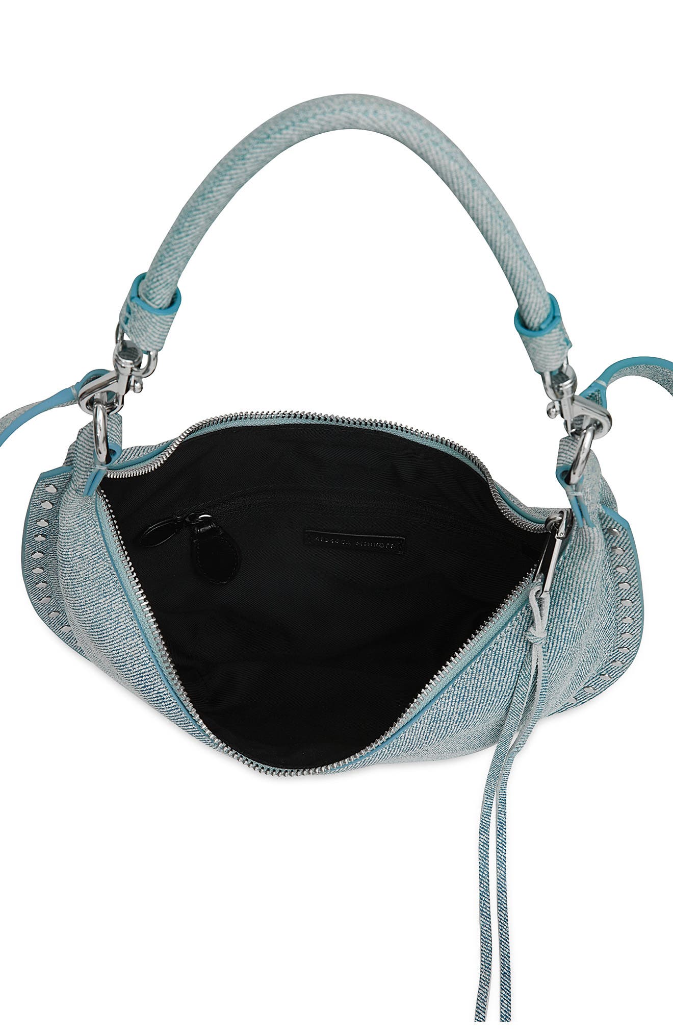 Small Darren Crescent Leather Crossbody Bag, Alternate, color, DENIM