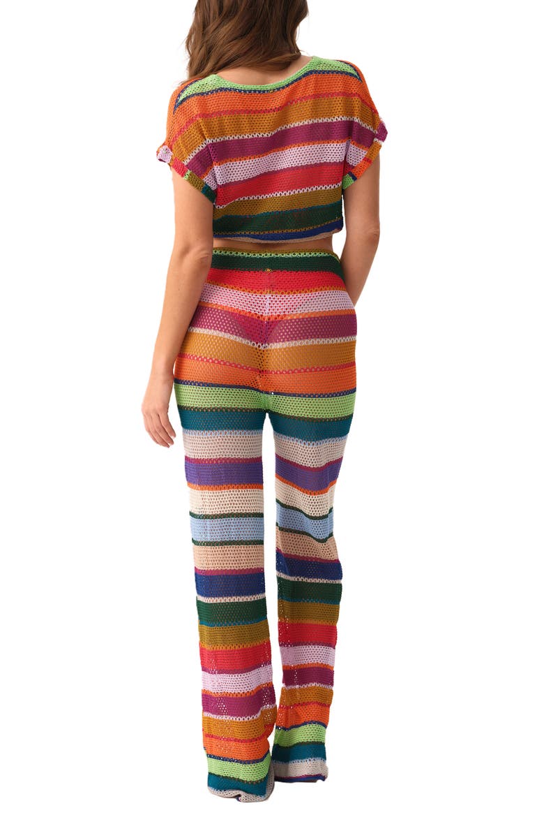 Renee Stripe Sheer Crop Cover-Up Top, Alternate, color, CALYPSO
