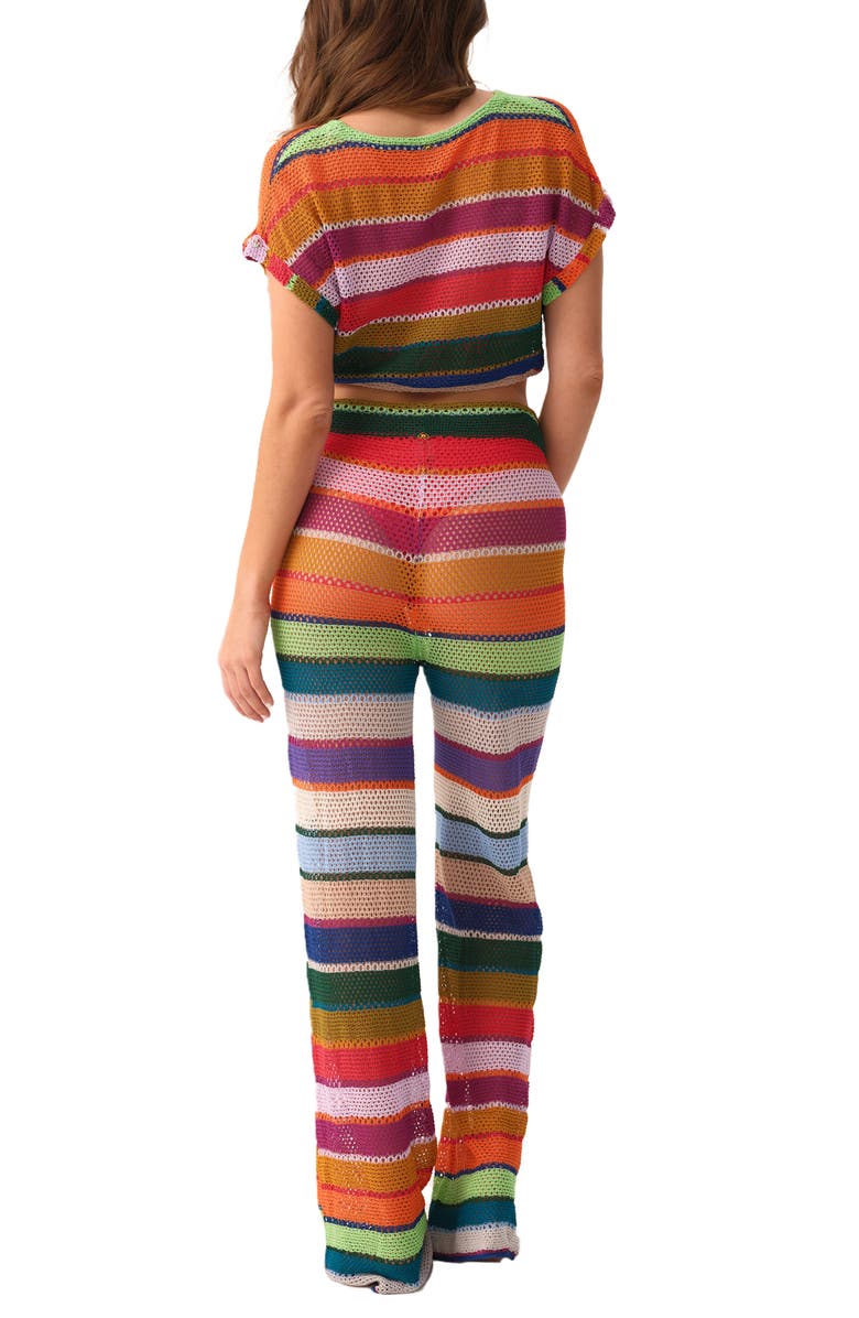 PQ SWIM Bree Boho Stripe Sheer Cover-Up Pants, Alternate, color, Calypso