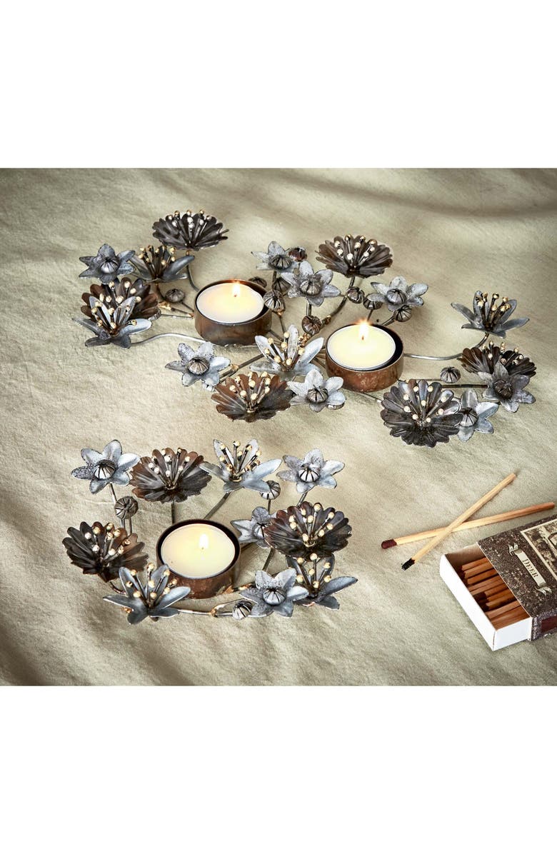 tag Flora Metal Flower Tealight Candle Holder Tabletop Decor, Alternate, color, Silver