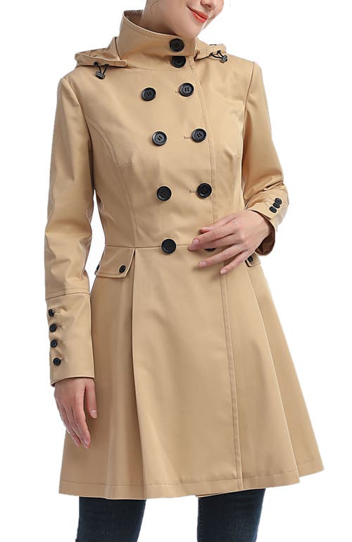 Kimi & Kai Adele Hooded Trench Coat In Tan