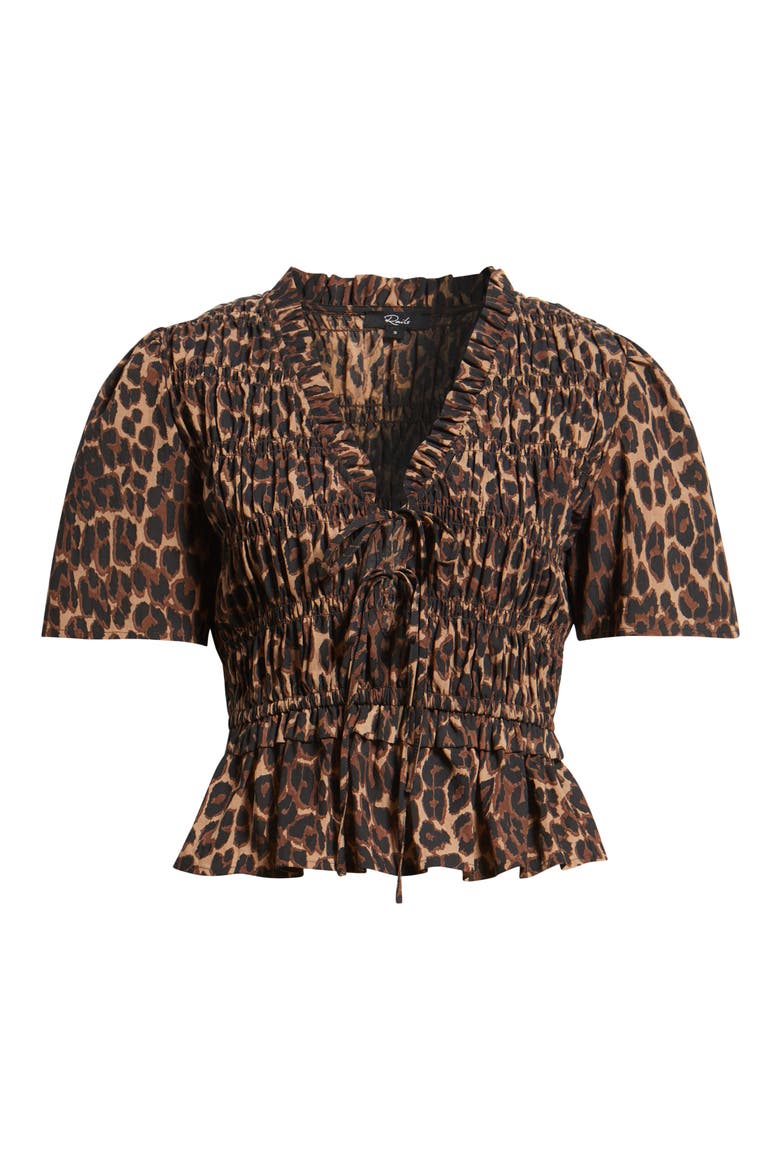 Portia Shirred Top, Alternate, color, BROWN NALA