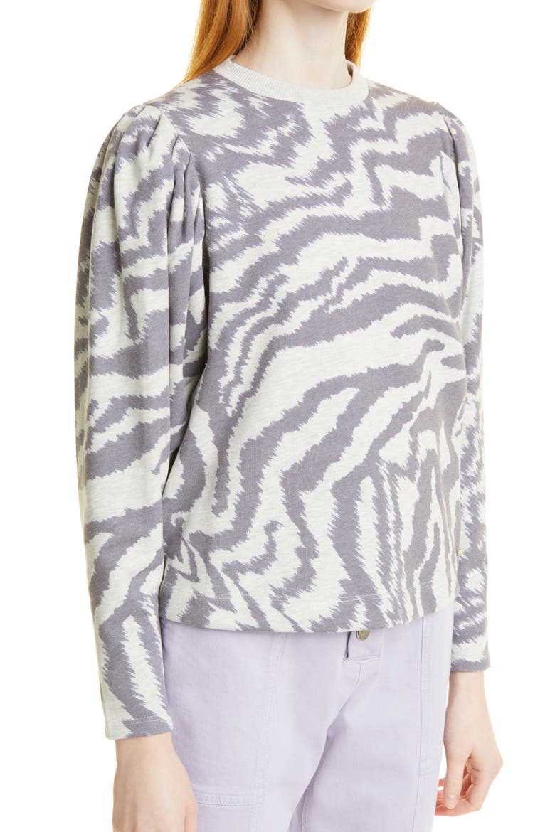 Satrice Zebra Stripe Cotton Blend Top, Alternate, color, NATURAL
