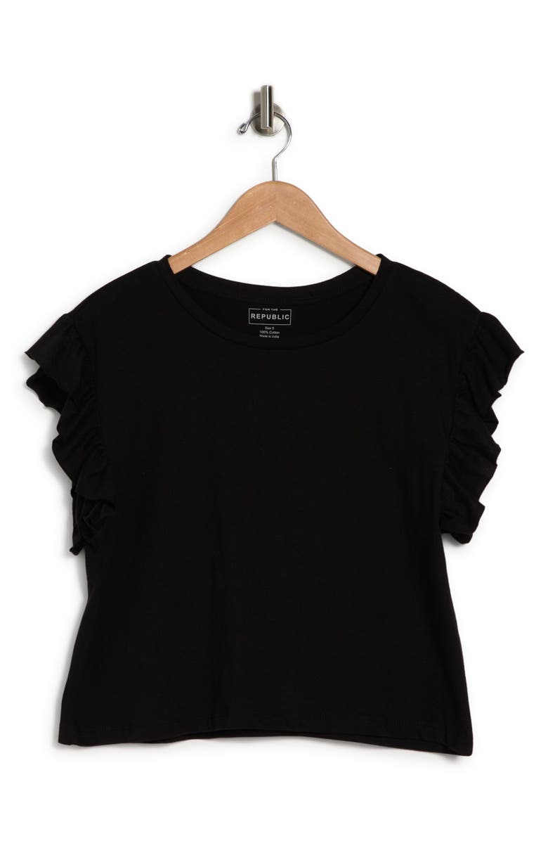 FOR THE REPUBLIC Extended Shoulder Ruffle Sleeve Top, Alternate, color, 