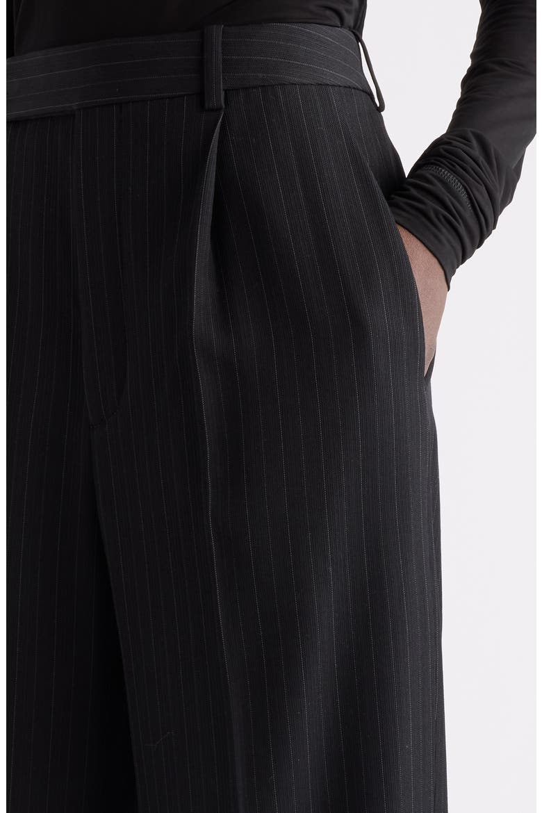 Pinstripe Wide Leg Pants, Alternate, color, NOIR/ GRIS