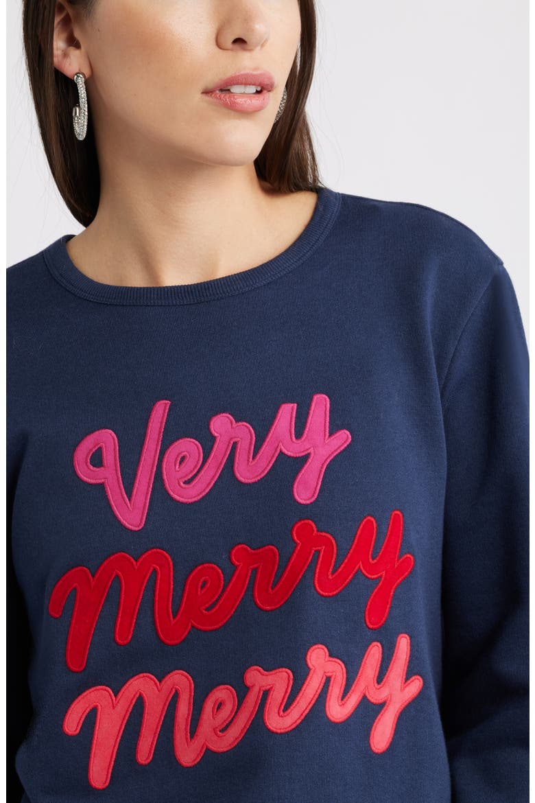 Very Merry Merry Sweatshirt, Alternate, color, NAVY EMBROIDERY