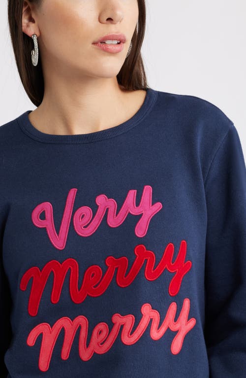 Caslonr Caslon(r) Very Merry Merry Crewneck Sweatshirt In Blue