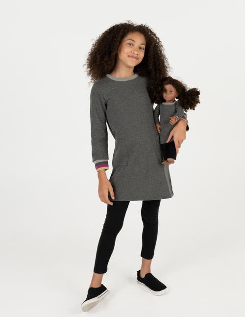 Leveret Girls Sweatshirt Dress With Matching Doll Dress In Gray