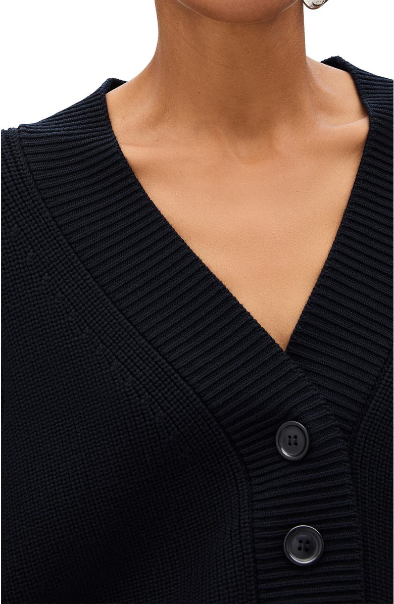 Another Tomorrow Rib Cropped Cardigan, Alternate, color, Black