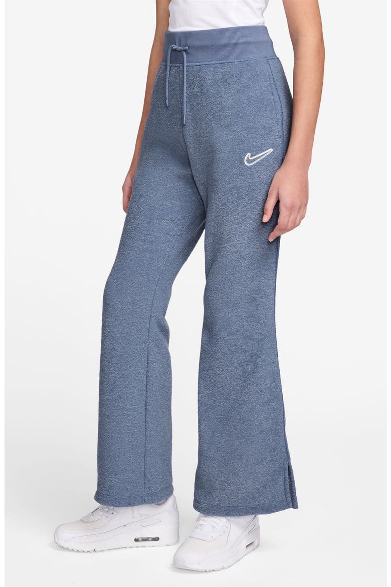 Kids' Sportswear Cotton Fleece Flare Leg Pants, Main, color, 499 WORLD INDIGO/WHITE