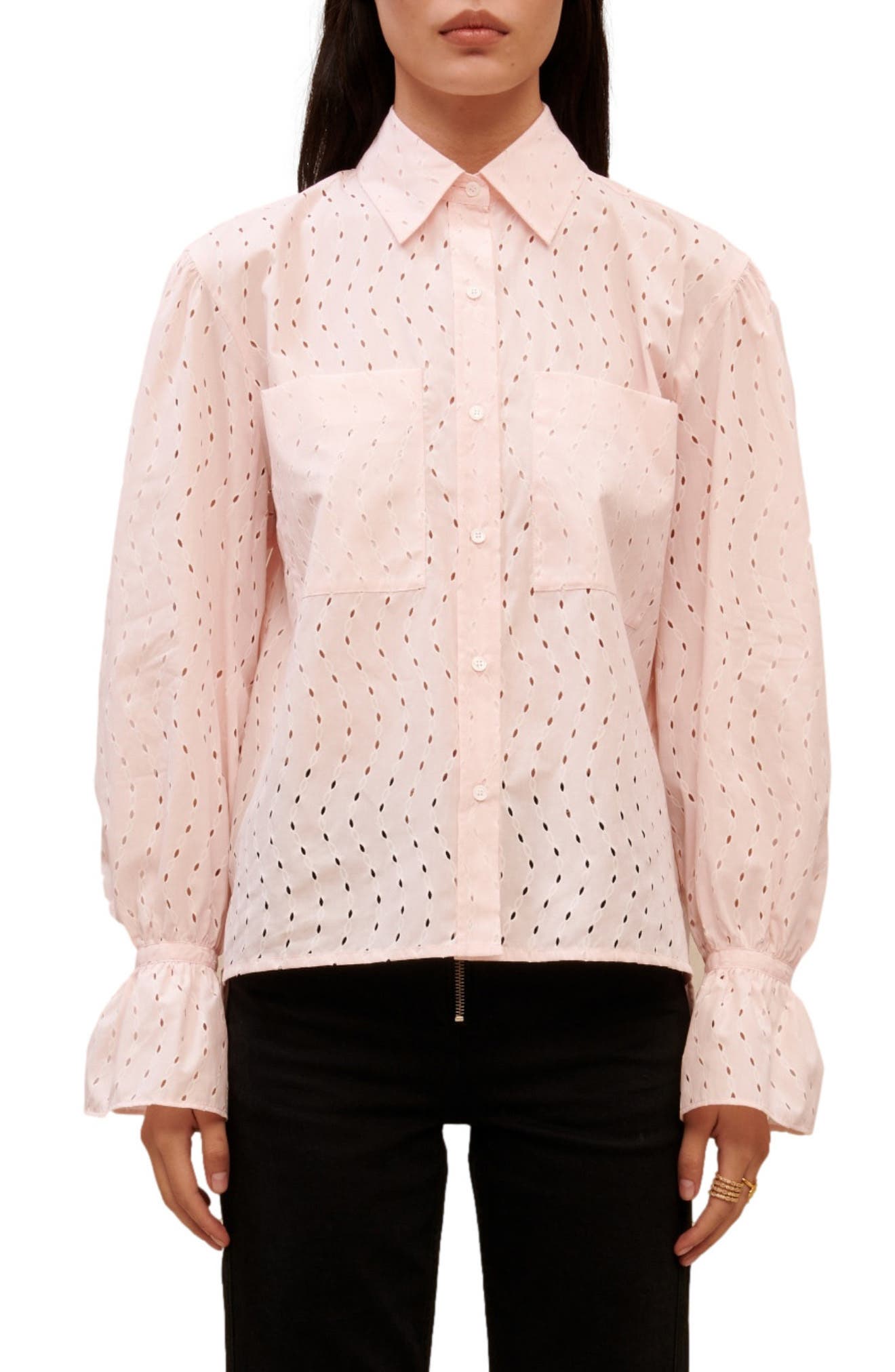 maje Cilake Cotton Eyelet Blouse