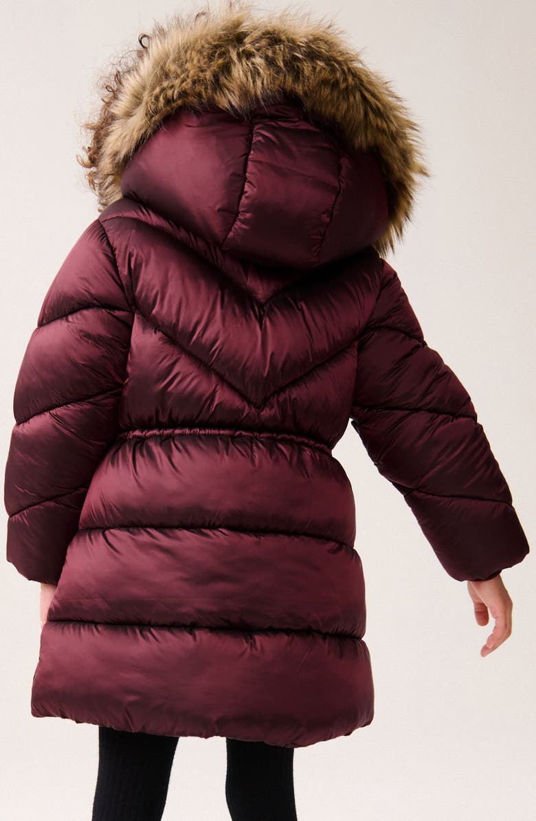 NEXT Kids' Hooded Puffer Coat with Faux Fur Trim, Alternate, color, 