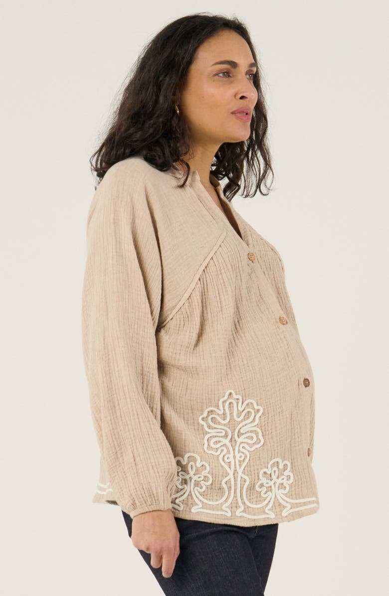 Cache Coeur Maternity and Nursing Blouse Sarah, Alternate, color, Beige