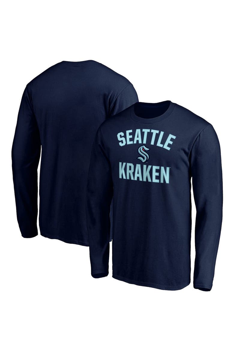 Men's Fanatics Branded Deep Sea Blue Seattle Kraken Big & Tall Victory Arch Long Sleeve T-Shirt, Alternate, color, Navy