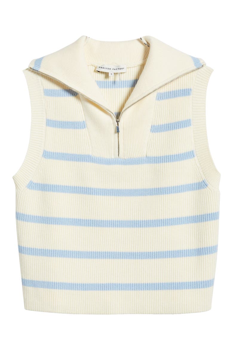 Stripe Sleeveless Half Zip Sweater, Alternate, color, IVORY/ POWDER BLUE