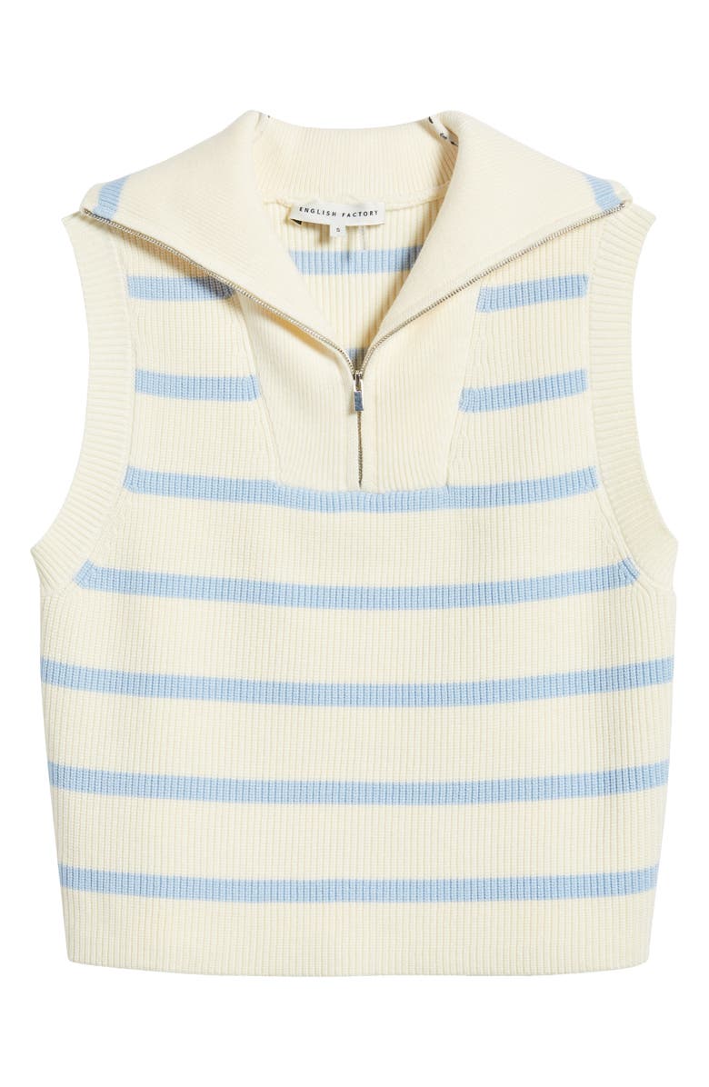 English Factory Stripe Sleeveless Half Zip Sweater, Main, color,