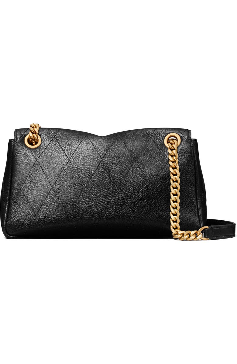 Tory Burch Small Charlie Leather Shoulder Bag, Alternate, color, Black