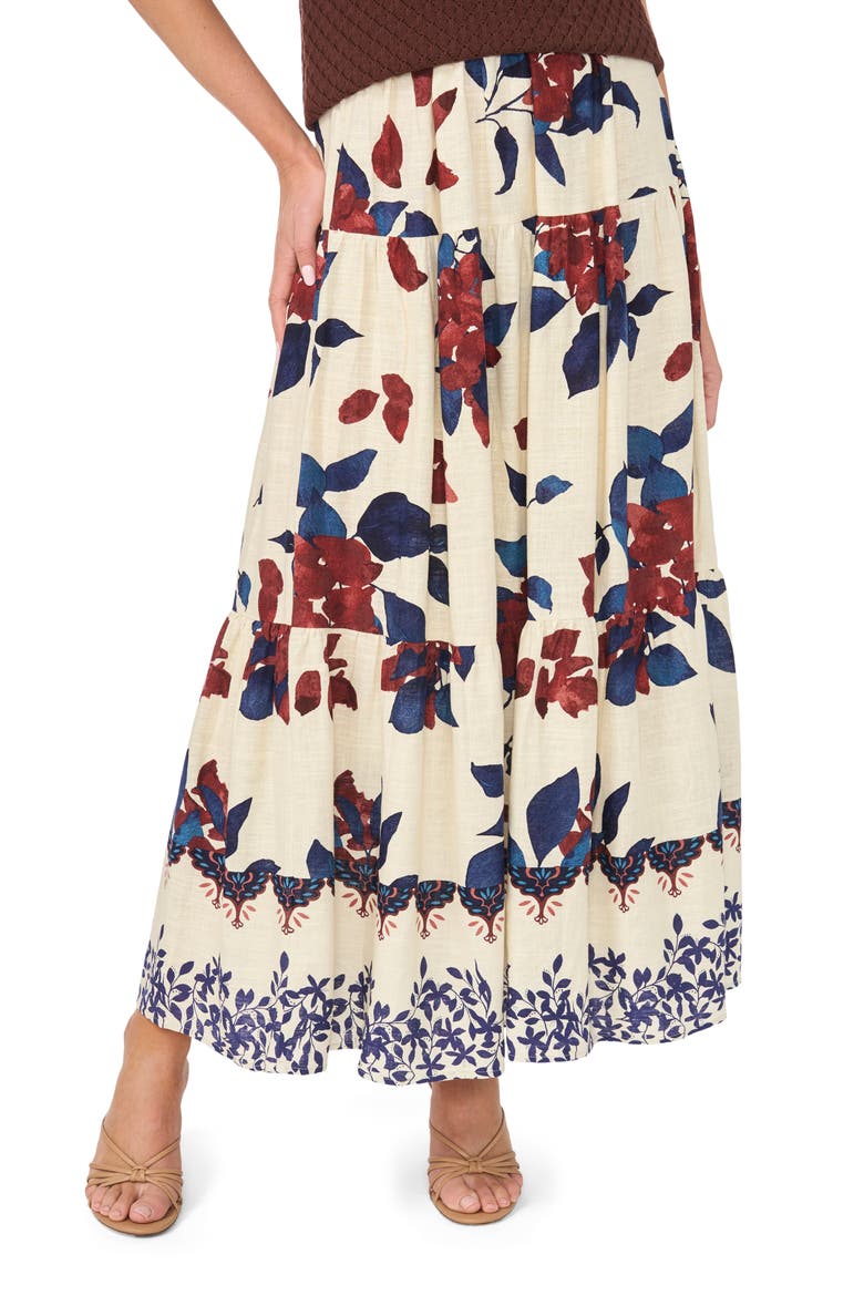 Tiered Maxi Skirt, Main, color, RUM RAISIN