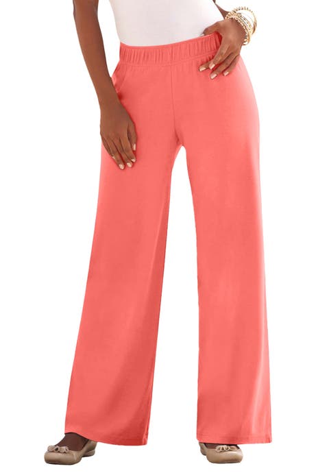 Plus Size Pull On Wide Leg Soft Knit Pant